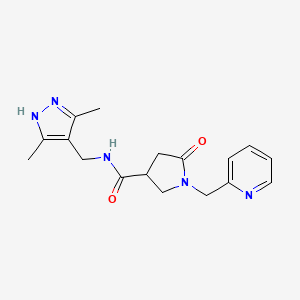 molecular formula C17H21N5O2 B5671301 N-[(3,5-dimethyl-1H-pyrazol-4-yl)methyl]-5-oxo-1-(2-pyridinylmethyl)-3-pyrrolidinecarboxamide 