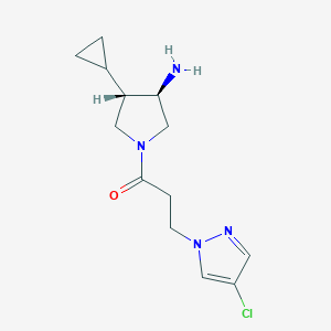 molecular formula C13H19ClN4O B5671330 (3R*,4S*)-1-[3-(4-chloro-1H-pyrazol-1-yl)propanoyl]-4-cyclopropylpyrrolidin-3-amine 