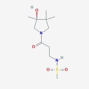 molecular formula C11H22N2O4S B5671364 N-{3-[(3R)-3-hydroxy-3,4,4-trimethyl-1-pyrrolidinyl]-3-oxopropyl}methanesulfonamide 