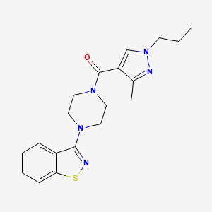 molecular formula C19H23N5OS B5671367 3-{4-[(3-methyl-1-propyl-1H-pyrazol-4-yl)carbonyl]-1-piperazinyl}-1,2-benzisothiazole 