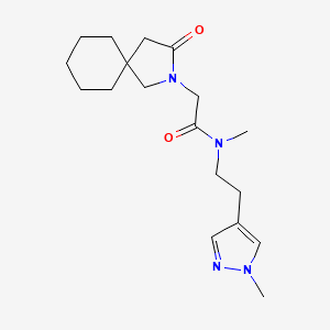 molecular formula C18H28N4O2 B5671378 N-methyl-N-[2-(1-methyl-1H-pyrazol-4-yl)ethyl]-2-(3-oxo-2-azaspiro[4.5]dec-2-yl)acetamide 