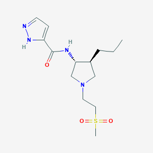 molecular formula C14H24N4O3S B5671408 N-{rel-(3R,4S)-1-[2-(methylsulfonyl)ethyl]-4-propyl-3-pyrrolidinyl}-1H-pyrazole-3-carboxamide hydrochloride 