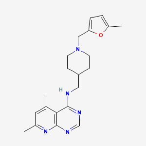 molecular formula C21H27N5O B5671465 5,7-dimethyl-N-({1-[(5-methyl-2-furyl)methyl]piperidin-4-yl}methyl)pyrido[2,3-d]pyrimidin-4-amine 