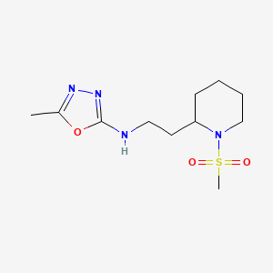 molecular formula C11H20N4O3S B5671483 5-methyl-N-{2-[1-(methylsulfonyl)piperidin-2-yl]ethyl}-1,3,4-oxadiazol-2-amine 