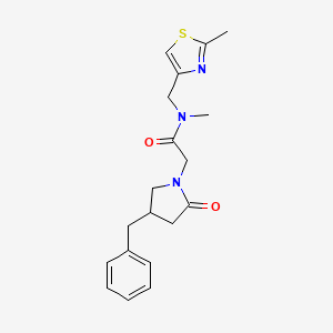 molecular formula C19H23N3O2S B5671495 2-(4-benzyl-2-oxopyrrolidin-1-yl)-N-methyl-N-[(2-methyl-1,3-thiazol-4-yl)methyl]acetamide 