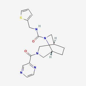 molecular formula C18H21N5O2S B5671510 (1S*,5R*)-3-(2-pyrazinylcarbonyl)-N-(2-thienylmethyl)-3,6-diazabicyclo[3.2.2]nonane-6-carboxamide 