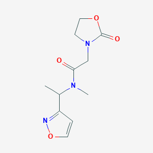molecular formula C11H15N3O4 B5671555 N-(1-isoxazol-3-ylethyl)-N-methyl-2-(2-oxo-1,3-oxazolidin-3-yl)acetamide 