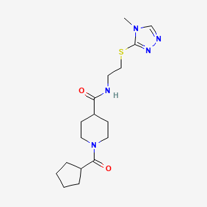 molecular formula C17H27N5O2S B5671559 1-(cyclopentylcarbonyl)-N-{2-[(4-methyl-4H-1,2,4-triazol-3-yl)thio]ethyl}-4-piperidinecarboxamide 