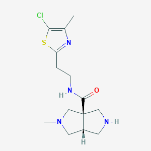 molecular formula C14H21ClN4OS B5671576 rel-(3aR,6aR)-N-[2-(5-chloro-4-methyl-1,3-thiazol-2-yl)ethyl]-2-methylhexahydropyrrolo[3,4-c]pyrrole-3a(1H)-carboxamide dihydrochloride 