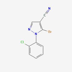 molecular formula C10H5BrClN3 B567159 5-Bromo-1-(2-chlorophenyl)-1H-pyrazole-4-carbonitrile CAS No. 1269291-11-3