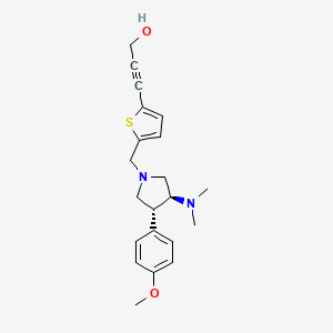 molecular formula C21H26N2O2S B5671598 3-(5-{[(3S*,4R*)-3-(dimethylamino)-4-(4-methoxyphenyl)pyrrolidin-1-yl]methyl}-2-thienyl)prop-2-yn-1-ol 