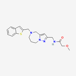 molecular formula C20H24N4O2S B5671627 N-{[5-(1-benzothien-2-ylmethyl)-5,6,7,8-tetrahydro-4H-pyrazolo[1,5-a][1,4]diazepin-2-yl]methyl}-2-methoxyacetamide 