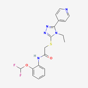 molecular formula C18H17F2N5O2S B5671641 N-[2-(difluoromethoxy)phenyl]-2-{[4-ethyl-5-(4-pyridinyl)-4H-1,2,4-triazol-3-yl]thio}acetamide 