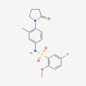 molecular formula C18H19FN2O4S B5671648 5-fluoro-2-methoxy-N-[3-methyl-4-(2-oxo-1-pyrrolidinyl)phenyl]benzenesulfonamide 