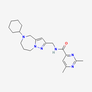 molecular formula C21H30N6O B5671653 N-[(5-cyclohexyl-5,6,7,8-tetrahydro-4H-pyrazolo[1,5-a][1,4]diazepin-2-yl)methyl]-2,6-dimethylpyrimidine-4-carboxamide 