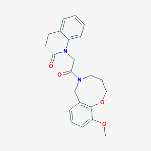 molecular formula C22H24N2O4 B5671677 1-[2-(10-methoxy-3,4-dihydro-2H-1,5-benzoxazocin-5(6H)-yl)-2-oxoethyl]-3,4-dihydroquinolin-2(1H)-one 