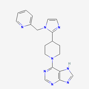 molecular formula C19H20N8 B5671693 6-{4-[1-(2-pyridinylmethyl)-1H-imidazol-2-yl]-1-piperidinyl}-9H-purine 