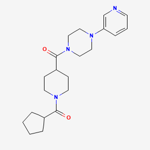 molecular formula C21H30N4O2 B5671698 1-{[1-(cyclopentylcarbonyl)-4-piperidinyl]carbonyl}-4-(3-pyridinyl)piperazine 