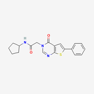 molecular formula C19H19N3O2S B5671744 N-cyclopentyl-2-(4-oxo-6-phenylthieno[2,3-d]pyrimidin-3(4H)-yl)acetamide 