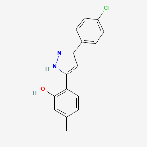 molecular formula C16H13ClN2O B5671783 2-[5-(4-chlorophenyl)-1H-pyrazol-3-yl]-5-methylphenol 