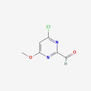 molecular formula C6H5ClN2O2 B567179 4-Chloro-6-methoxypyrimidine-2-carbaldehyde CAS No. 1245648-65-0