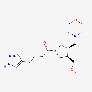 molecular formula C17H28N4O3 B5671804 {(3R*,4R*)-4-(4-morpholinylmethyl)-1-[4-(1H-pyrazol-4-yl)butanoyl]-3-pyrrolidinyl}methanol 