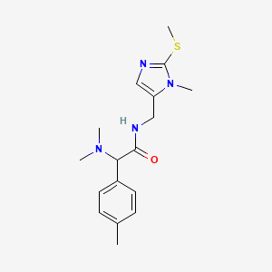 molecular formula C17H24N4OS B5671812 2-(dimethylamino)-N-{[1-methyl-2-(methylthio)-1H-imidazol-5-yl]methyl}-2-(4-methylphenyl)acetamide 