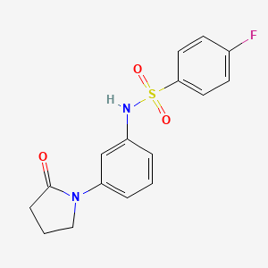 molecular formula C16H15FN2O3S B5671822 4-fluoro-N-[3-(2-oxo-1-pyrrolidinyl)phenyl]benzenesulfonamide 