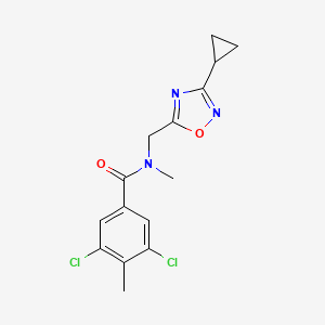 molecular formula C15H15Cl2N3O2 B5671855 3,5-dichloro-N-[(3-cyclopropyl-1,2,4-oxadiazol-5-yl)methyl]-N,4-dimethylbenzamide 