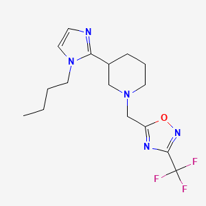 molecular formula C16H22F3N5O B5671895 3-(1-butyl-1H-imidazol-2-yl)-1-{[3-(trifluoromethyl)-1,2,4-oxadiazol-5-yl]methyl}piperidine 