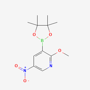 molecular formula C12H17BN2O5 B567193 2-甲氧基-5-硝基-3-(4,4,5,5-四甲基-1,3,2-二氧杂硼环-2-基)吡啶 CAS No. 1218791-18-4