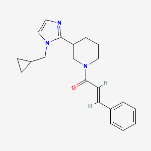 molecular formula C21H25N3O B5671939 3-[1-(cyclopropylmethyl)-1H-imidazol-2-yl]-1-[(2E)-3-phenylprop-2-enoyl]piperidine 