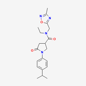 molecular formula C20H26N4O3 B5671972 N-ethyl-1-(4-isopropylphenyl)-N-[(3-methyl-1,2,4-oxadiazol-5-yl)methyl]-5-oxo-3-pyrrolidinecarboxamide 