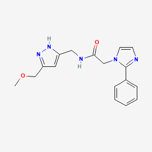 molecular formula C17H19N5O2 B5672004 N-{[5-(methoxymethyl)-1H-pyrazol-3-yl]methyl}-2-(2-phenyl-1H-imidazol-1-yl)acetamide 