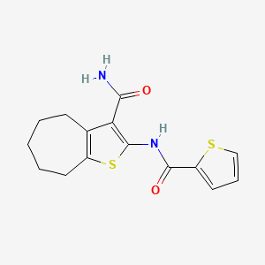 molecular formula C15H16N2O2S2 B5672007 2-[(2-thienylcarbonyl)amino]-5,6,7,8-tetrahydro-4H-cyclohepta[b]thiophene-3-carboxamide 