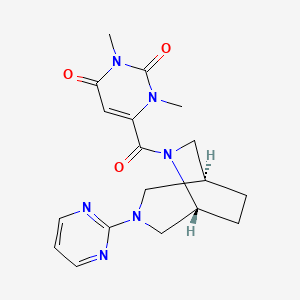 molecular formula C18H22N6O3 B5672012 1,3-dimethyl-6-{[(1S*,5R*)-3-(2-pyrimidinyl)-3,6-diazabicyclo[3.2.2]non-6-yl]carbonyl}-2,4(1H,3H)-pyrimidinedione 