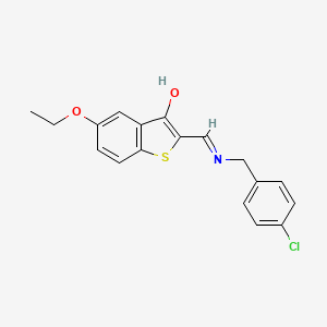 molecular formula C18H16ClNO2S B5672013 2-{[(4-chlorobenzyl)amino]methylene}-5-ethoxy-1-benzothiophen-3(2H)-one 