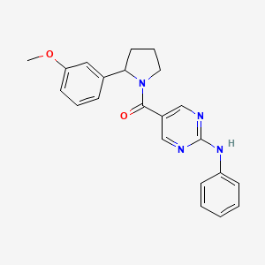molecular formula C22H22N4O2 B5672017 5-{[2-(3-methoxyphenyl)-1-pyrrolidinyl]carbonyl}-N-phenyl-2-pyrimidinamine 