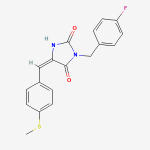 molecular formula C18H15FN2O2S B5672031 3-(4-fluorobenzyl)-5-[4-(methylthio)benzylidene]-2,4-imidazolidinedione 