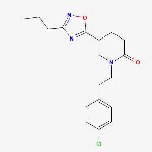 molecular formula C18H22ClN3O2 B5672043 1-[2-(4-chlorophenyl)ethyl]-5-(3-propyl-1,2,4-oxadiazol-5-yl)-2-piperidinone 