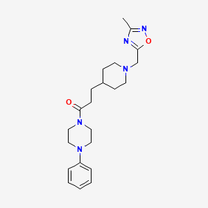 molecular formula C22H31N5O2 B5672060 1-(3-{1-[(3-methyl-1,2,4-oxadiazol-5-yl)methyl]piperidin-4-yl}propanoyl)-4-phenylpiperazine 