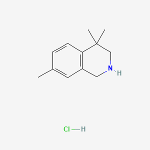 molecular formula C12H18ClN B567210 4,4,7-三甲基-1,2,3,4-四氢异喹啉盐酸盐 CAS No. 1305711-91-4