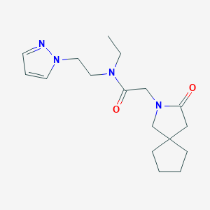 molecular formula C17H26N4O2 B5672107 N-ethyl-2-(3-oxo-2-azaspiro[4.4]non-2-yl)-N-[2-(1H-pyrazol-1-yl)ethyl]acetamide 
