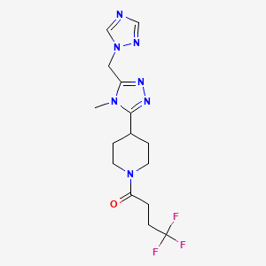 molecular formula C15H20F3N7O B5672131 4-[4-methyl-5-(1H-1,2,4-triazol-1-ylmethyl)-4H-1,2,4-triazol-3-yl]-1-(4,4,4-trifluorobutanoyl)piperidine 