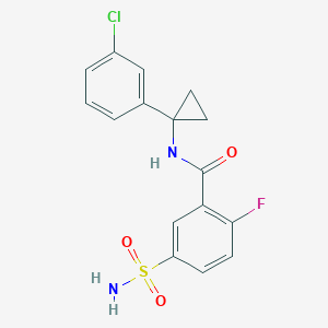 molecular formula C16H14ClFN2O3S B5672136 5-(aminosulfonyl)-N-[1-(3-chlorophenyl)cyclopropyl]-2-fluorobenzamide 
