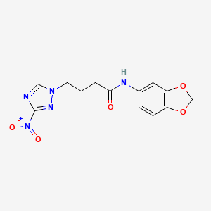 molecular formula C13H13N5O5 B5672161 N-1,3-benzodioxol-5-yl-4-(3-nitro-1H-1,2,4-triazol-1-yl)butanamide 