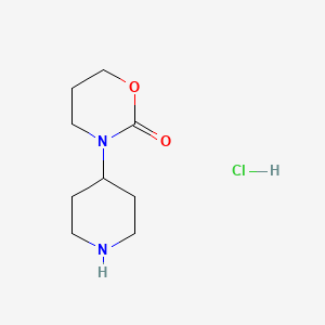 molecular formula C9H17ClN2O2 B567217 3-(Piperidin-4-yl)-1,3-oxazinan-2-one hydrochloride CAS No. 1233955-65-1