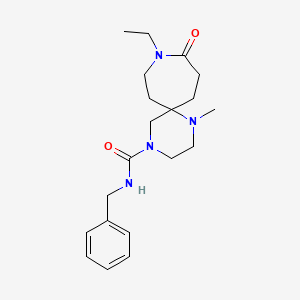 molecular formula C20H30N4O2 B5672181 N-benzyl-9-ethyl-1-methyl-10-oxo-1,4,9-triazaspiro[5.6]dodecane-4-carboxamide 
