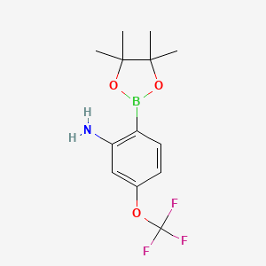 molecular formula C13H17BF3NO3 B567221 2-(4,4,5,5-Tetramethyl-1,3,2-dioxaborolan-2-yl)-5-(trifluoromethoxy)aniline CAS No. 1256359-27-9