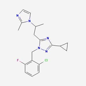 molecular formula C19H21ClFN5 B5672223 1-(2-chloro-6-fluorobenzyl)-3-cyclopropyl-5-[2-(2-methyl-1H-imidazol-1-yl)propyl]-1H-1,2,4-triazole 